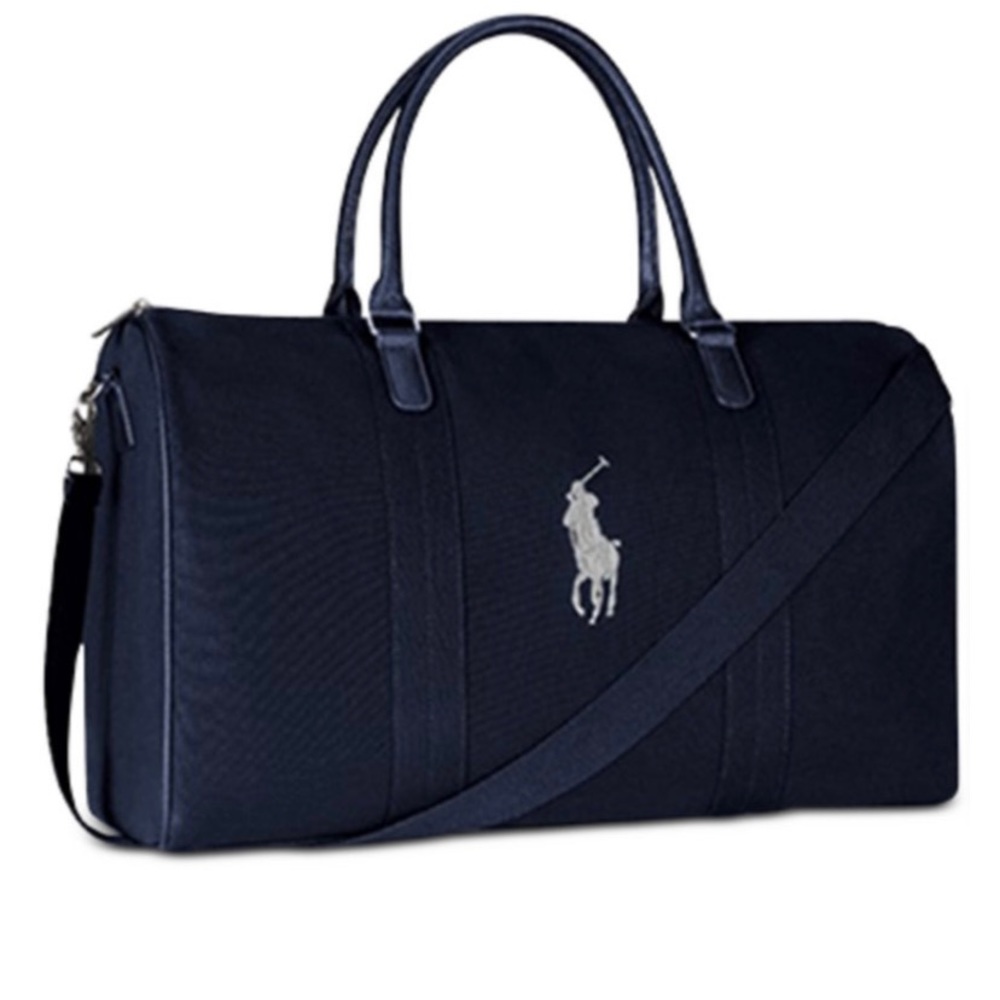 Polo Ralph Lauren Navy Blue Duffel Weekender Travel Gym Bag - Great Holiday Gift